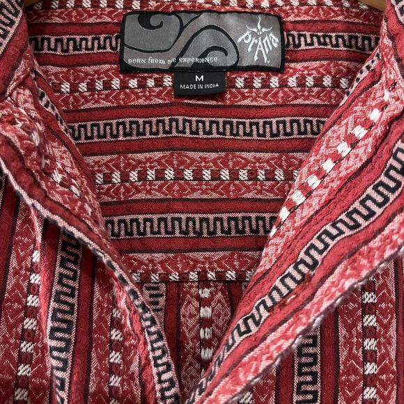 PRANA BREATHE Boho Shirt Mens M Hand Sewn Southwest Button Up Long Sleeve Cotton - Picture 4 of 9